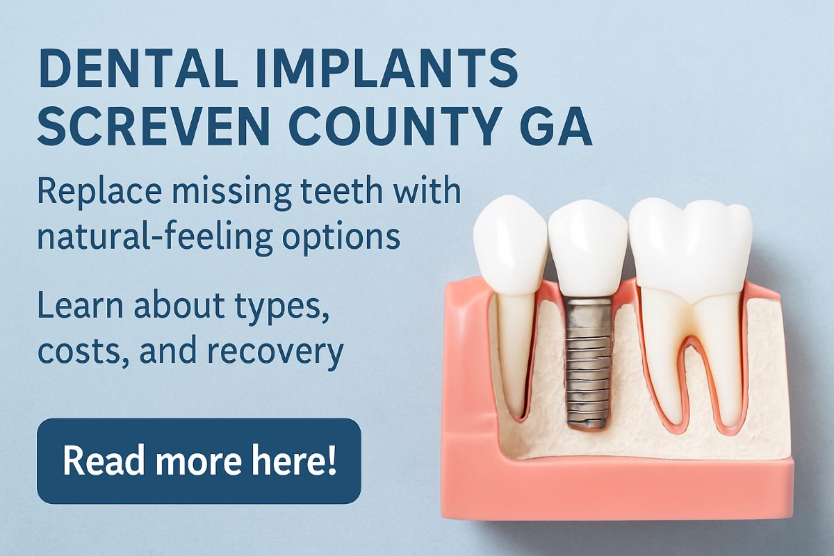 A panoramic x-ray showcases a patient's mouth with dental implants, highlighting their placement and integration with the jawbone. No text on the image.