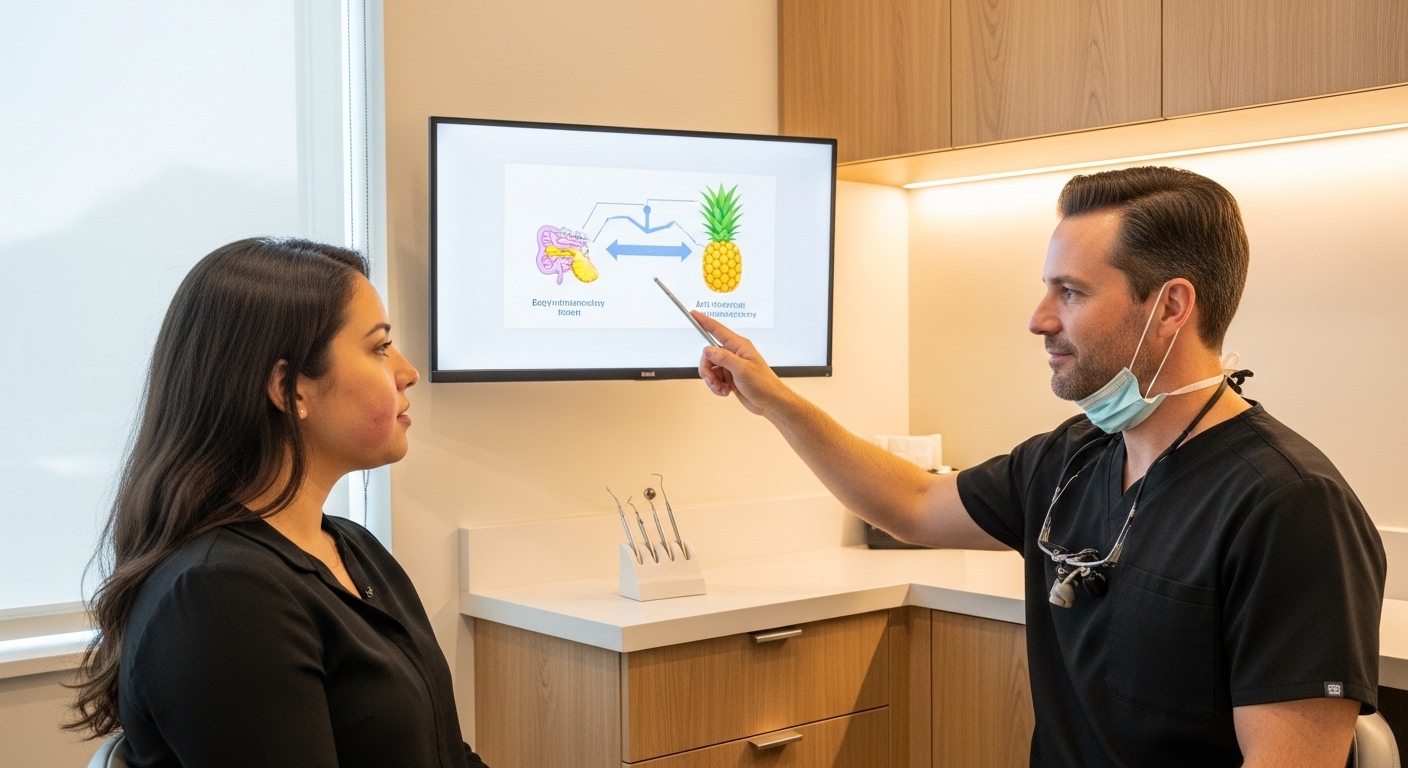 Dentist consulting a patient about wisdom teeth recovery strategies.
